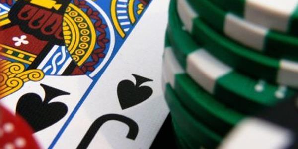 Poker table with cards and chips